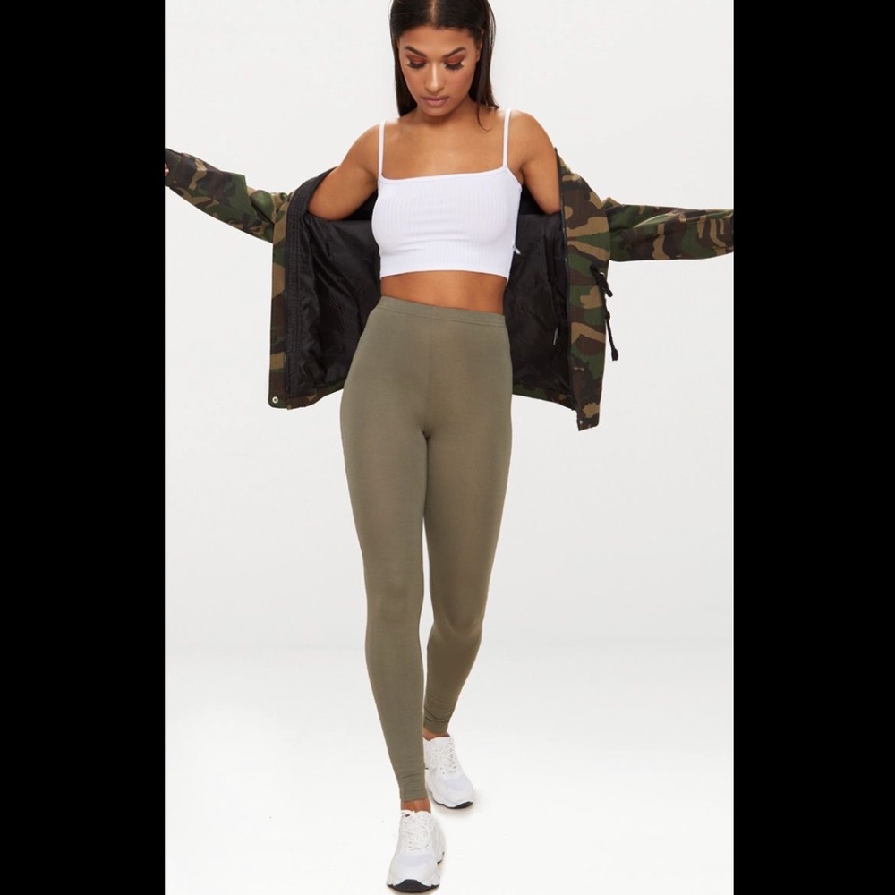 Pretty Little Thing Basic Olive Leggings